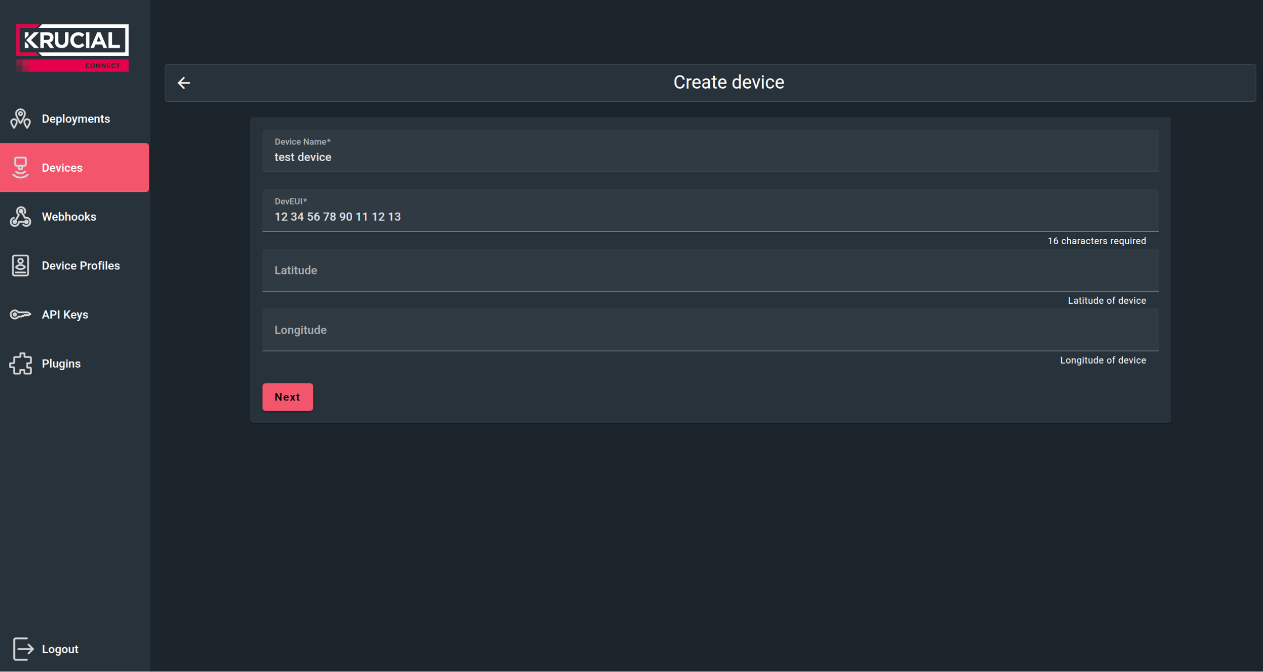 Create device step 1 add-device-button