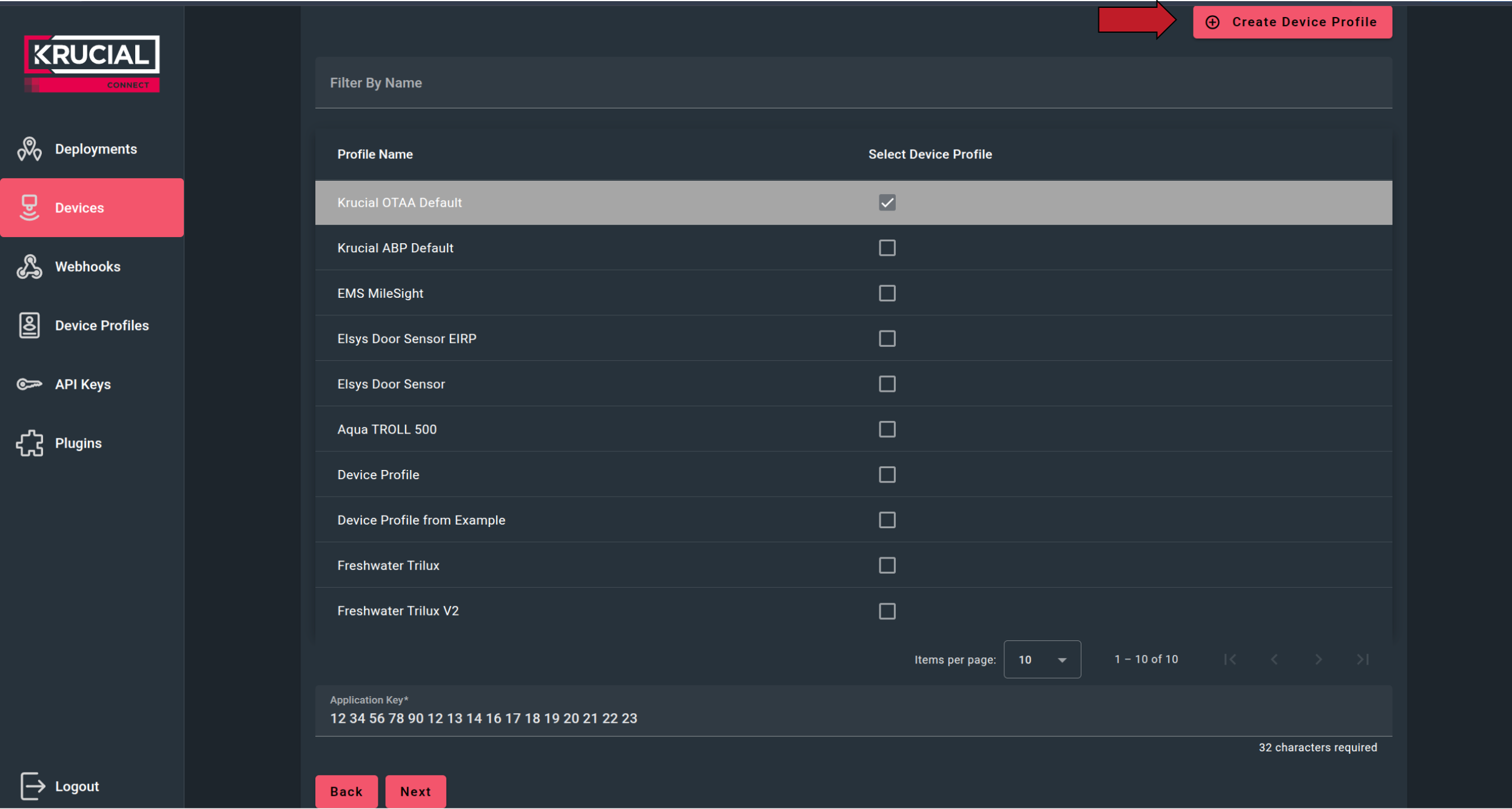 Create device step 2 add-device-button