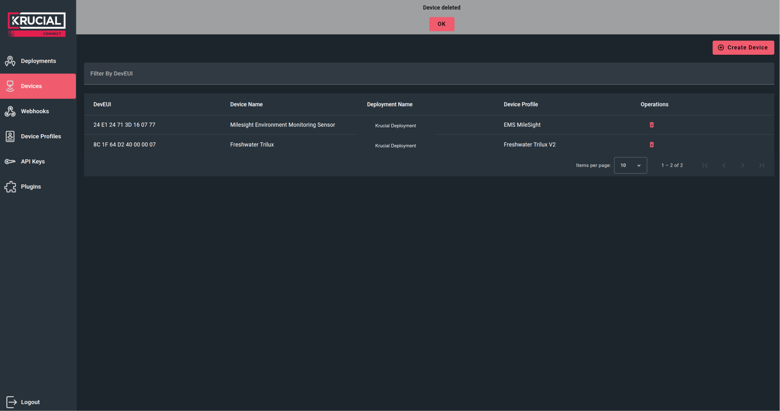 Delete device delete-device
