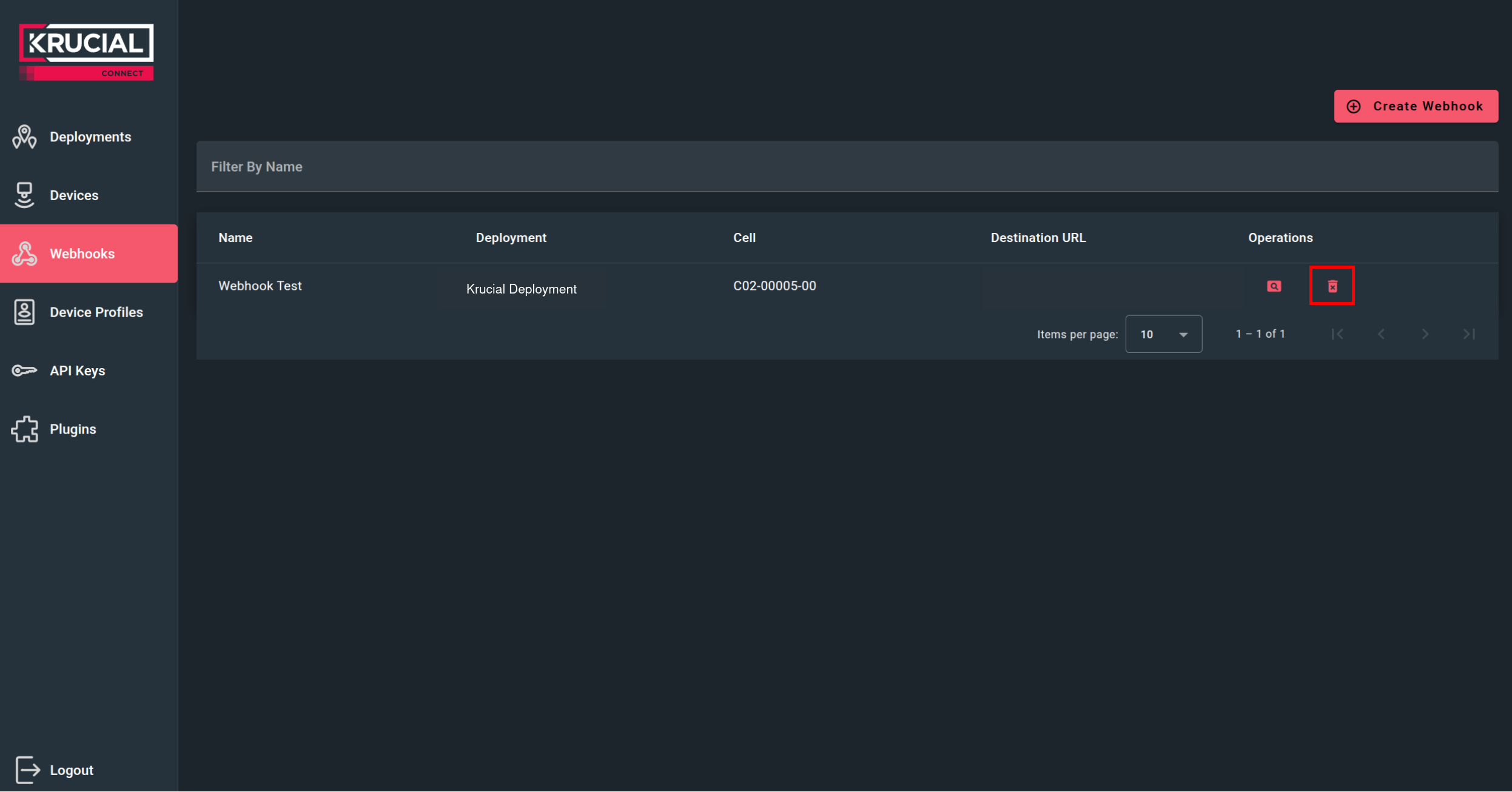 Delete webhook webhook-created