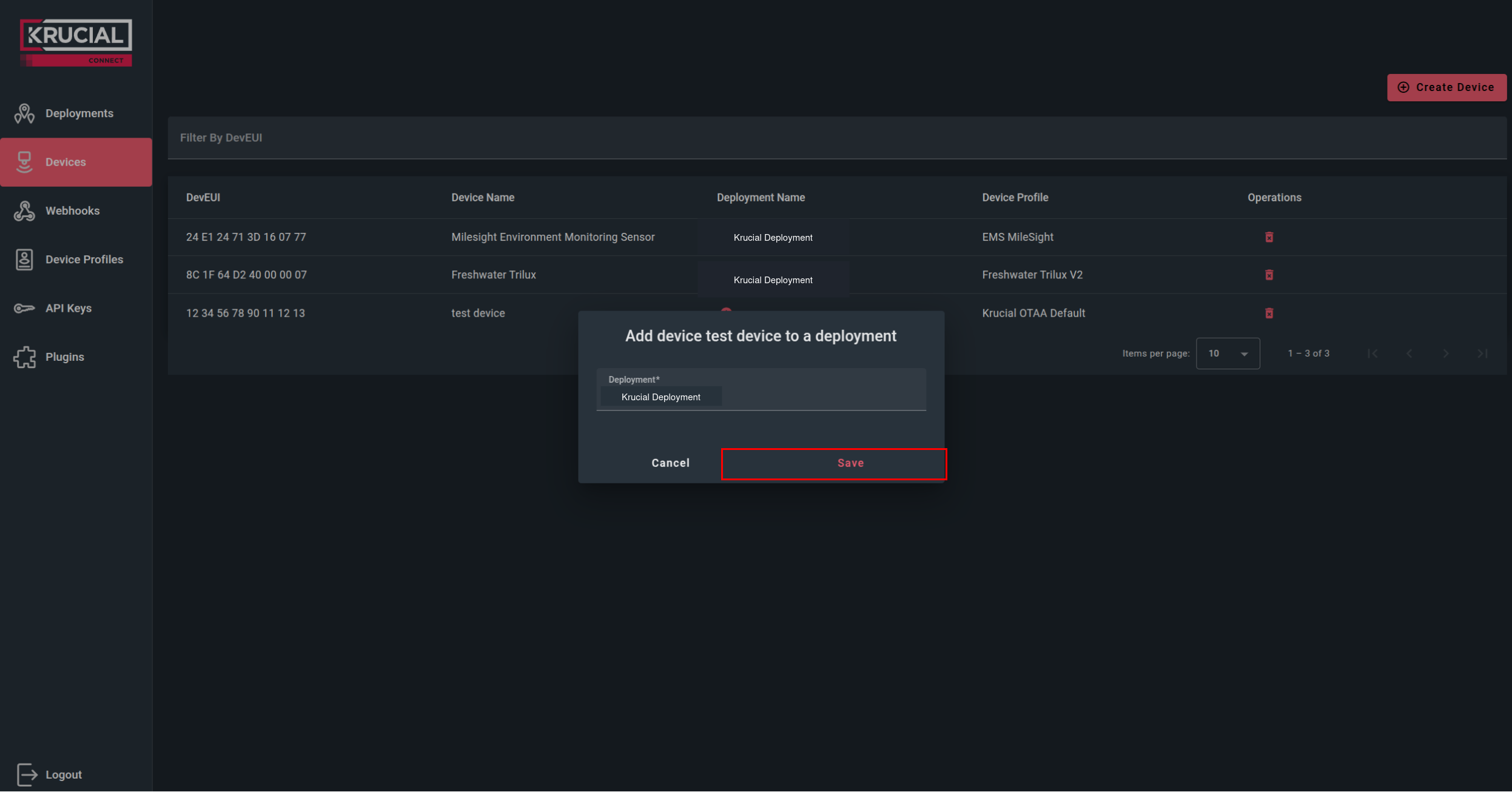 Add device to deployment add-device-to-deployment-button